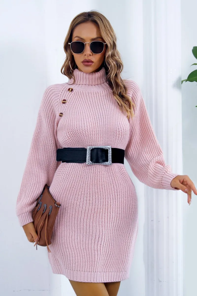 Frosty Bliss Mini Dress Turtleneck Sweater