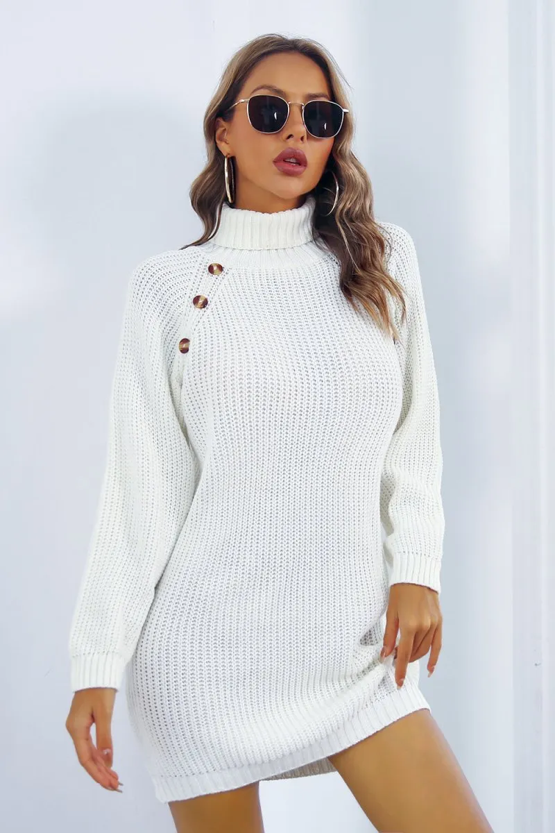 Frosty Bliss Mini Dress Turtleneck Sweater