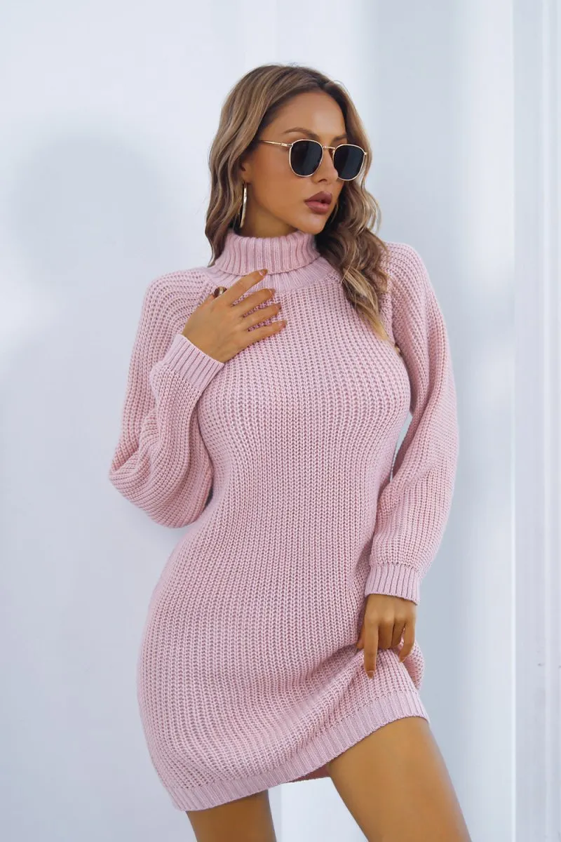Frosty Bliss Mini Dress Turtleneck Sweater