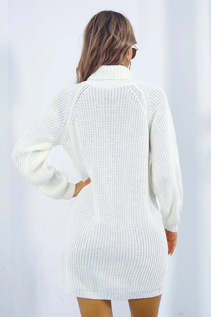 Frosty Bliss Mini Dress Turtleneck Sweater