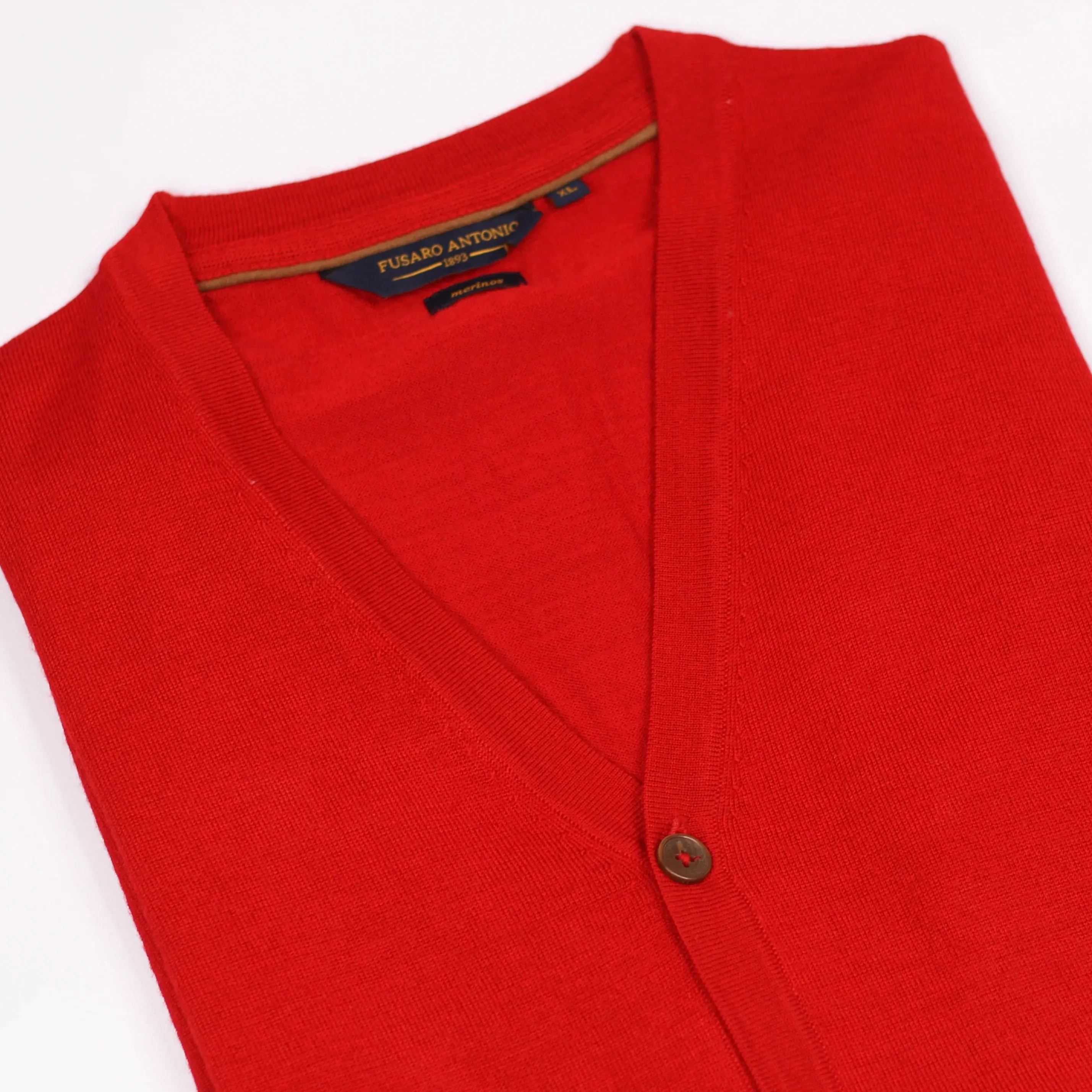 Fusaro Antonio merino wool knitted, button up vest in rosso (MA23048)