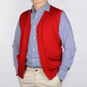 Fusaro Antonio merino wool knitted, button up vest in rosso (MA23048)
