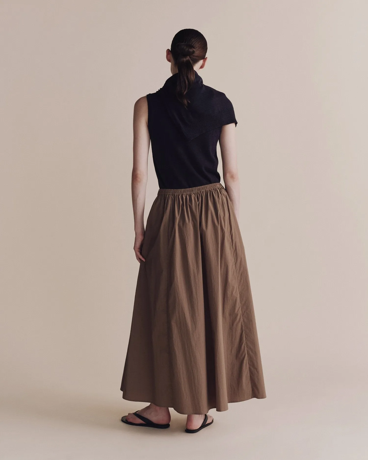 Gathered Maxi Skirt - Light Brown
