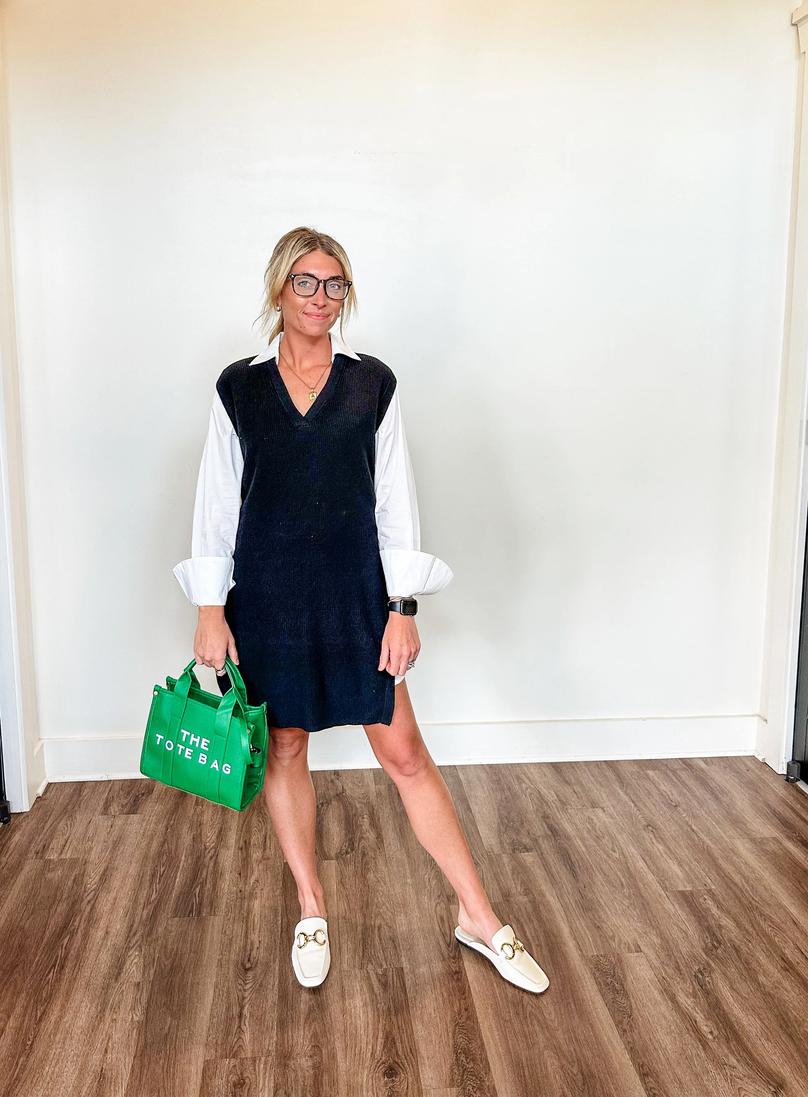 Giselle Sweater Vest Tunic Dress- Black |final sale|