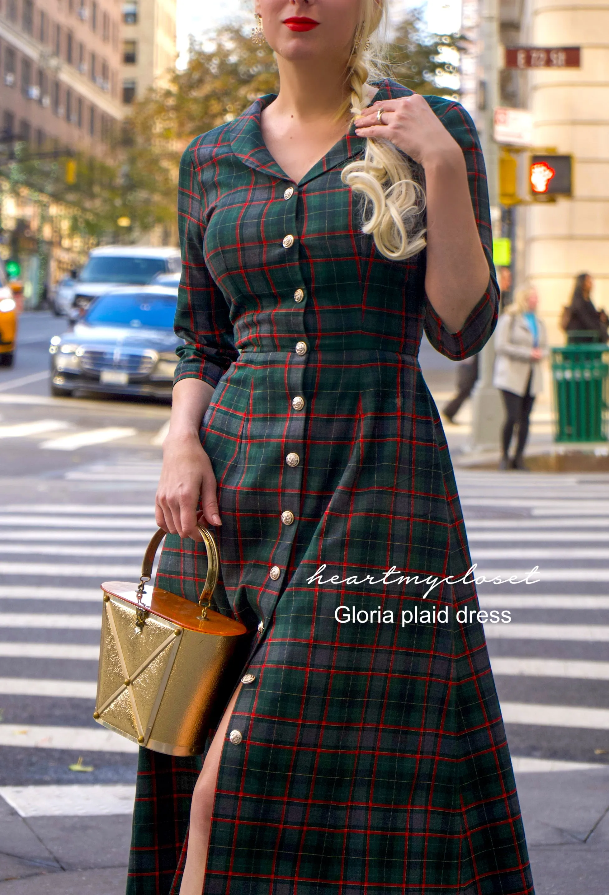 Gloria - wool blend plaid Aline dress