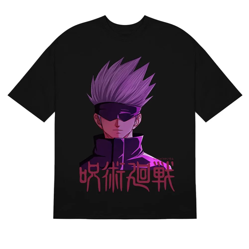 Gojo Satoru Jujutsu Kaisen Shirt with Purple Glow Design – Stylish Anime Apparel