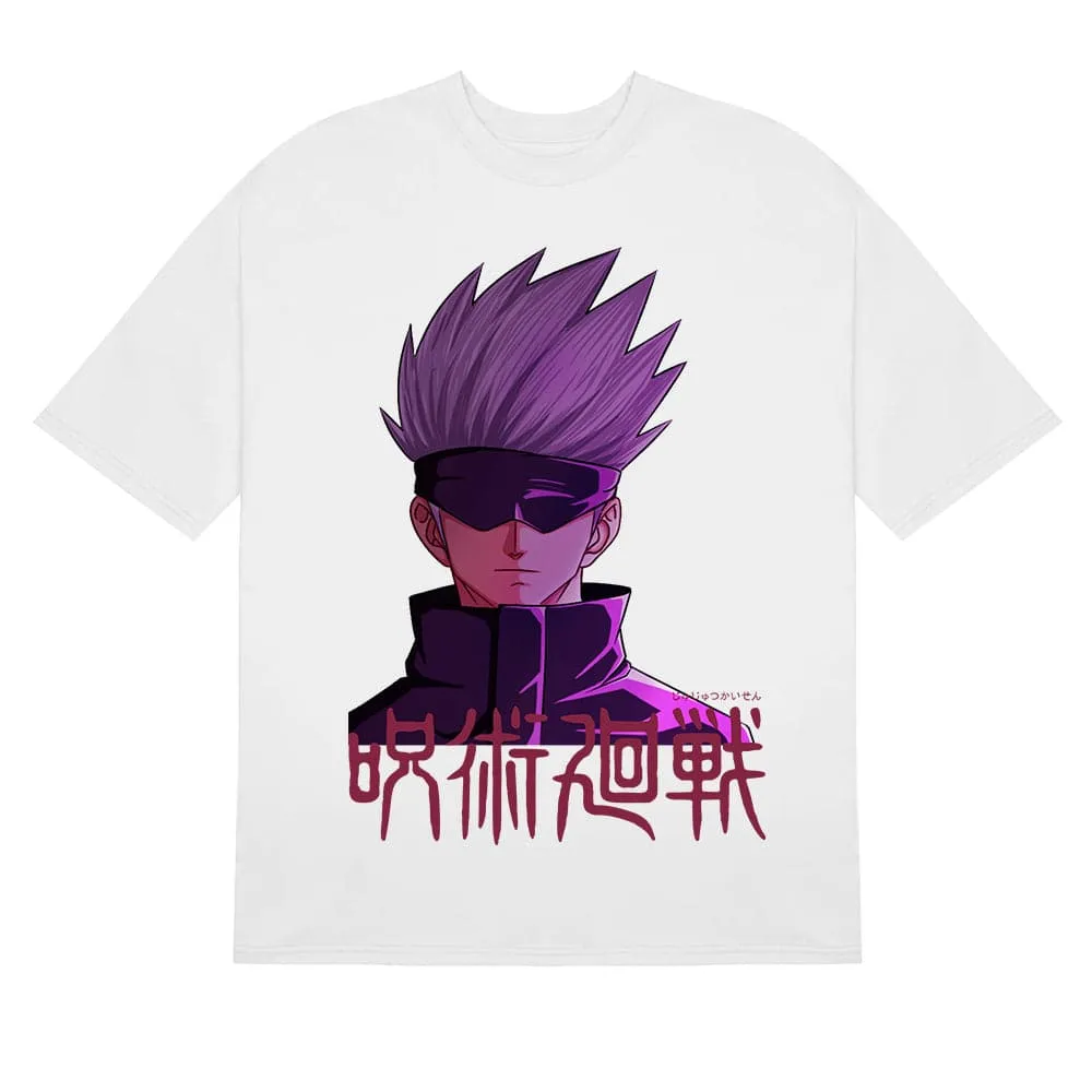 Gojo Satoru Jujutsu Kaisen Shirt with Purple Glow Design – Stylish Anime Apparel