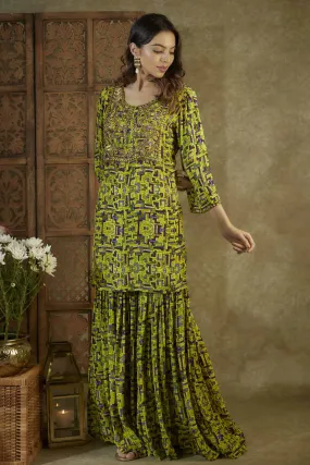 Green Embroidered Kurta & Sharara