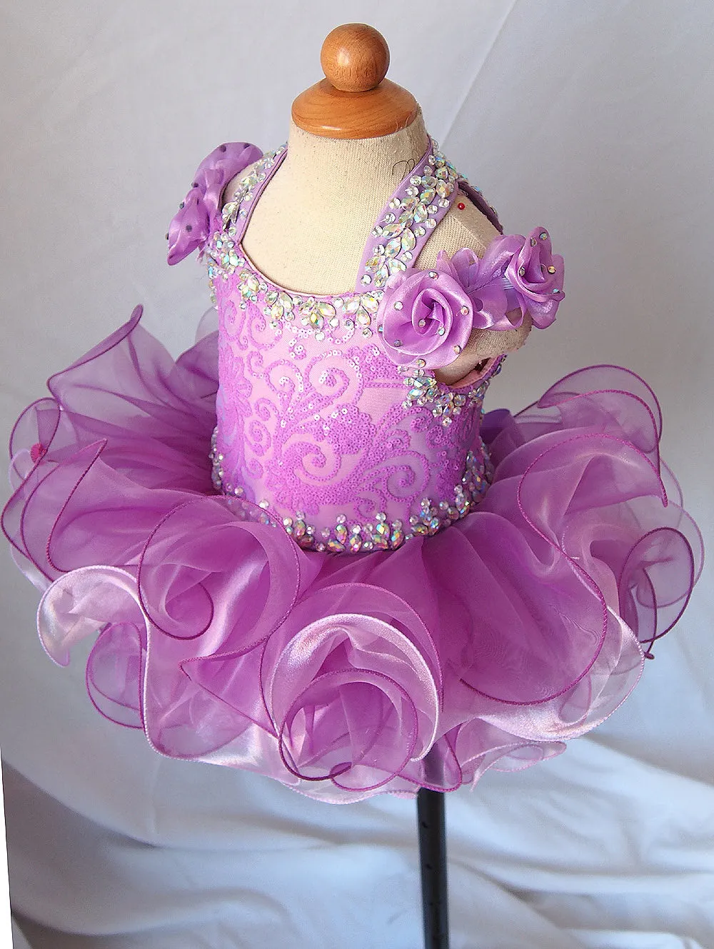 Halter Beaded and Sequins Off the Shoulder Cupcake Pageant Dress
