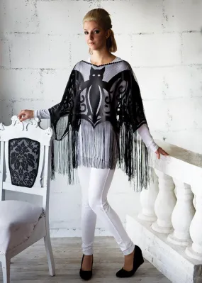 Heritage Lace | Bats Poncho with Fringe