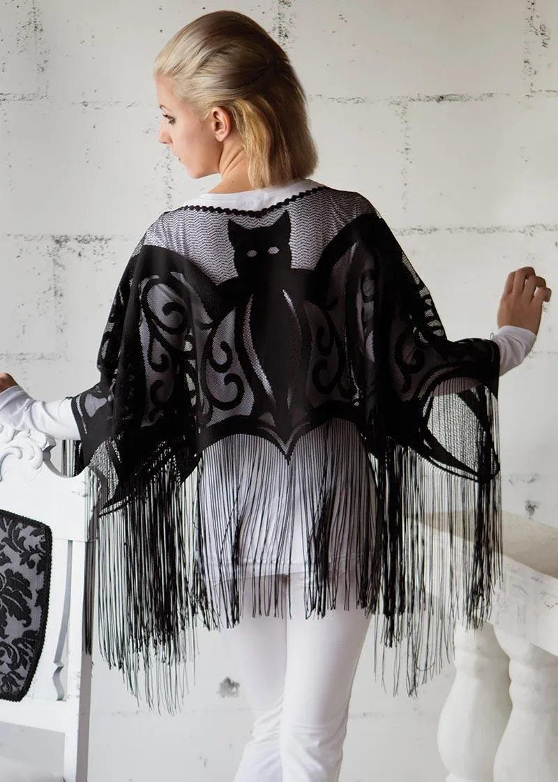 Heritage Lace | Bats Poncho with Fringe