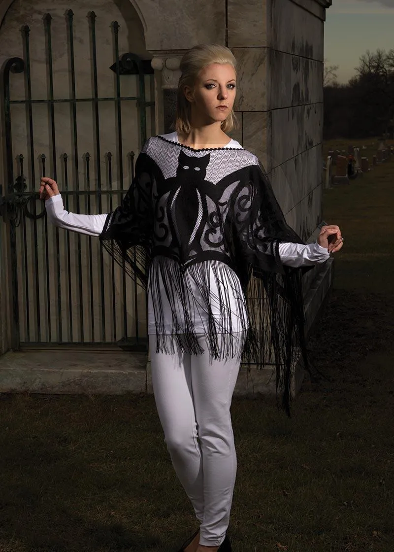 Heritage Lace | Bats Poncho with Fringe