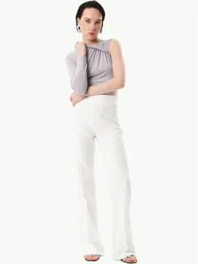 Hidden Zippered Wide Leg Pants - Ecru