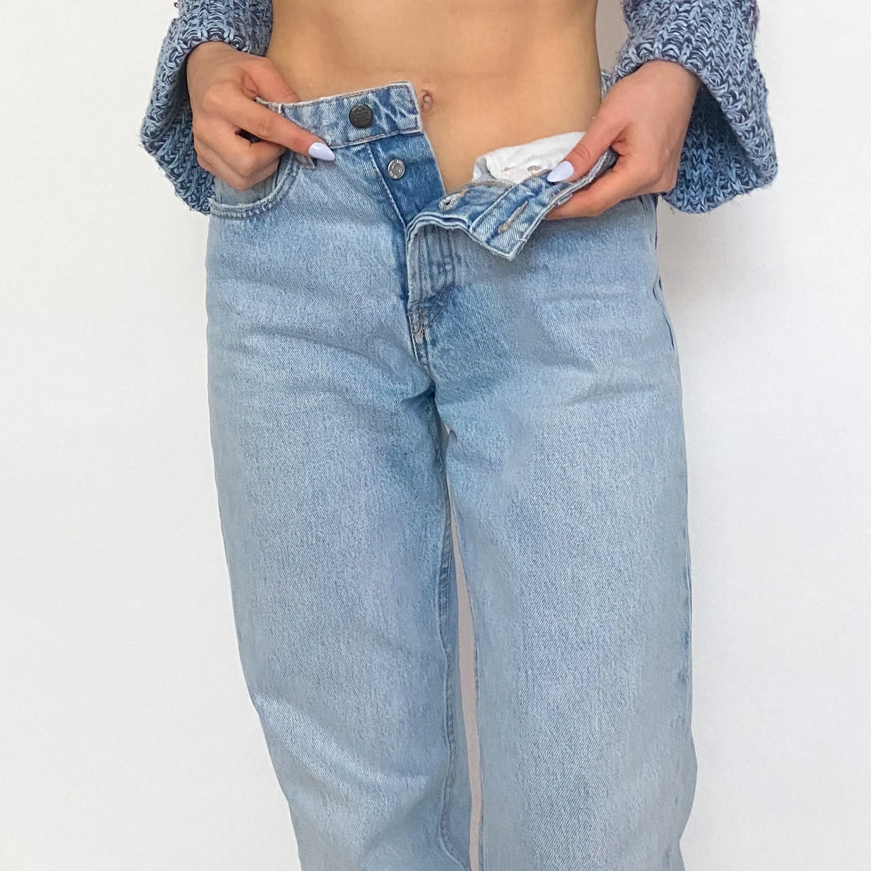 High Rise Light Wash Straight Leg Jeans