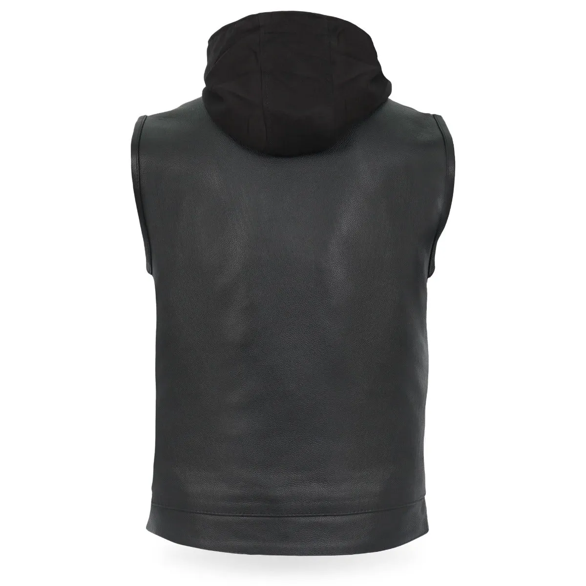 Hot Leathers Men's Leather Motorcycle Biker Club Vest w/Hood