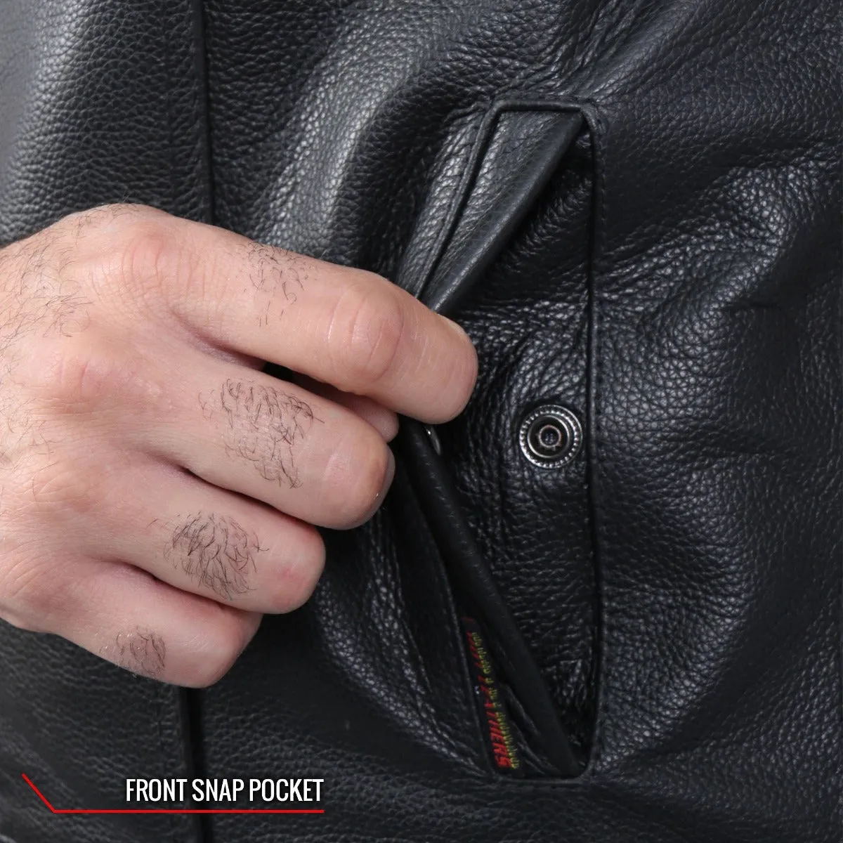 Hot Leathers Men's Leather Motorcycle Biker Club Vest w/Hood