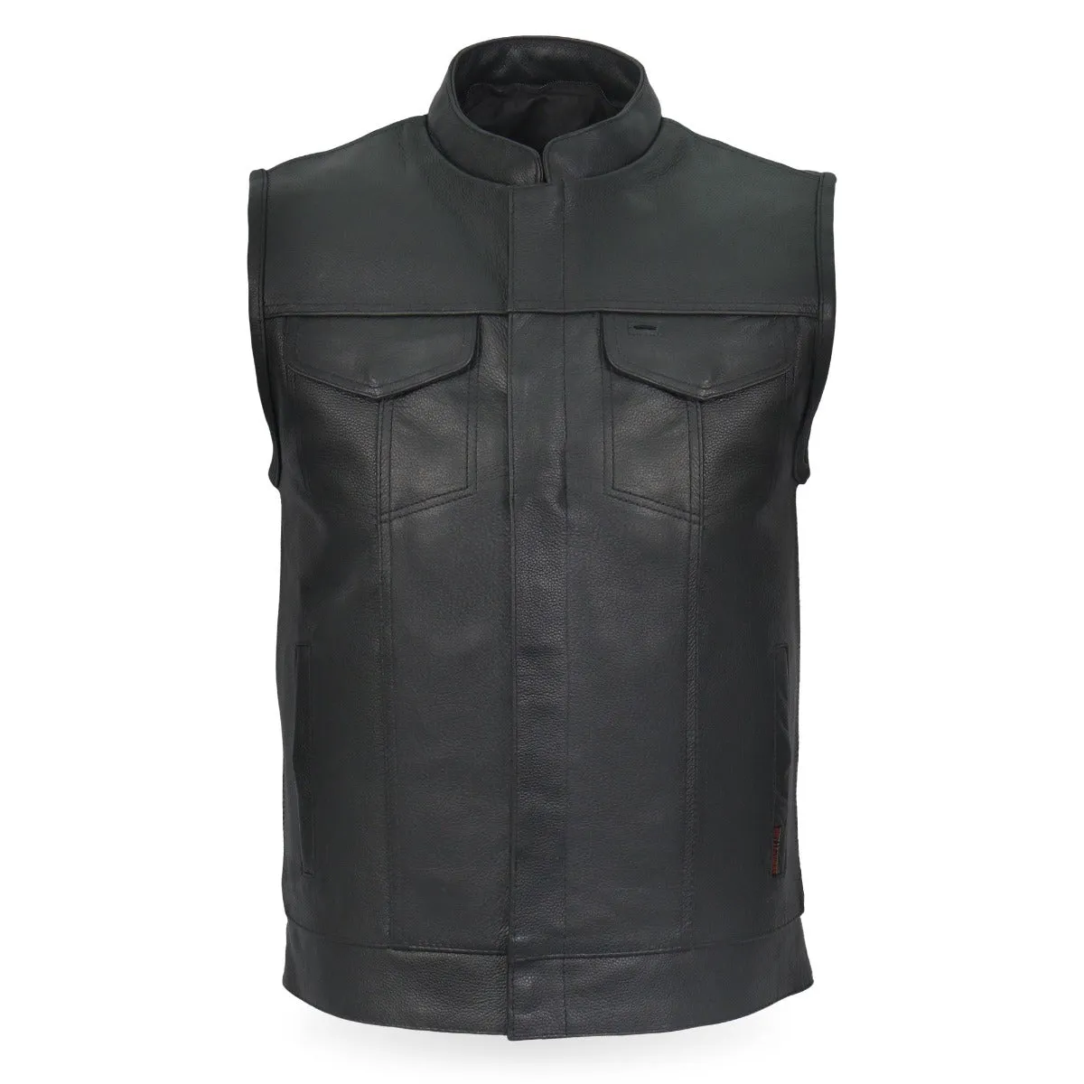 Hot Leathers Men's Leather Motorcycle Biker Club Vest w/Hood