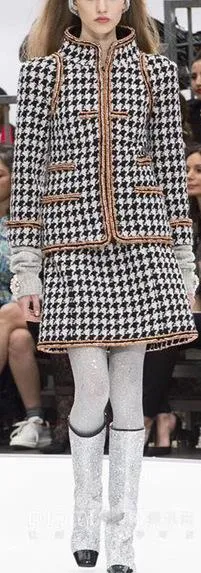 Houndstooth Tweed Jacket & Skirt Set