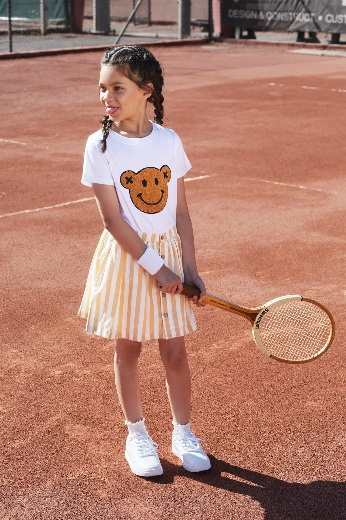 Huxbaby Button Front Skirt - Golden Stripe