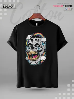 I'm Fine Skull Graphic Printed High Quality In Cheapest Price Men's T-Shirt