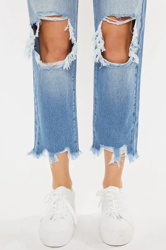 Jackie High Rise Distressed Mom Jeans