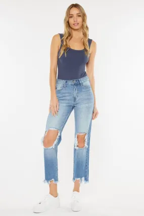 Jackie High Rise Distressed Mom Jeans