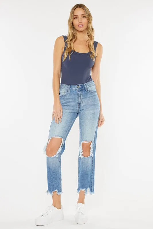 Jackie High Rise Distressed Mom Jeans