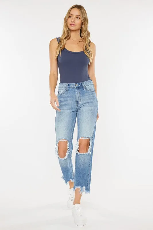Jackie High Rise Distressed Mom Jeans