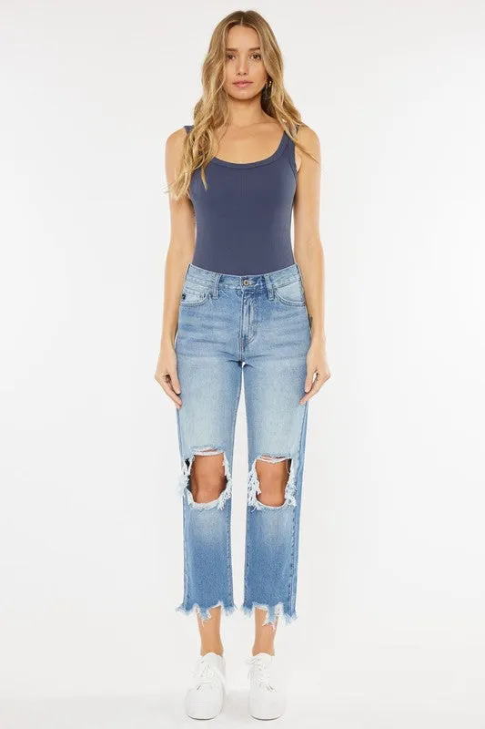 Jackie High Rise Distressed Mom Jeans