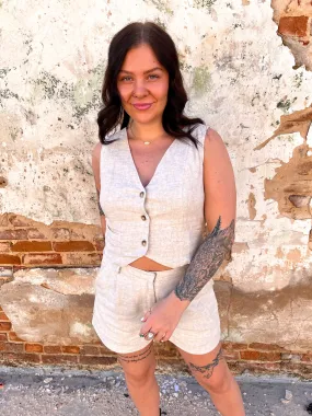 Jezebel Linen Cropped Vest