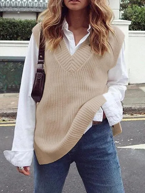 Just Classic V Neck Knitted Sweater Vest