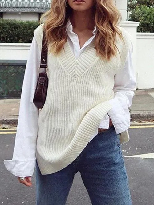 Just Classic V Neck Knitted Sweater Vest
