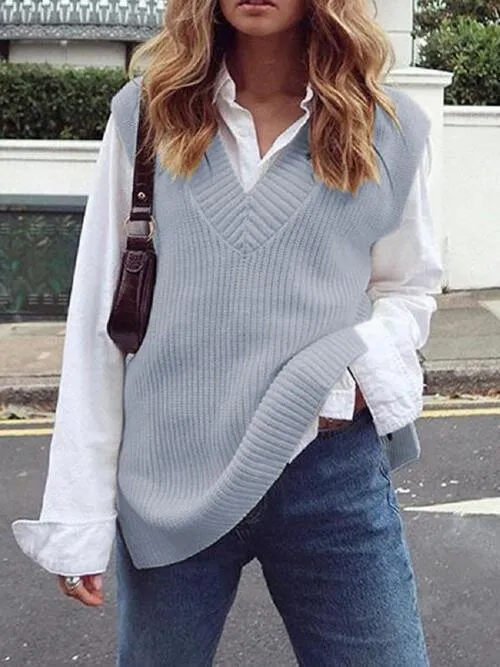 Just Classic V Neck Knitted Sweater Vest