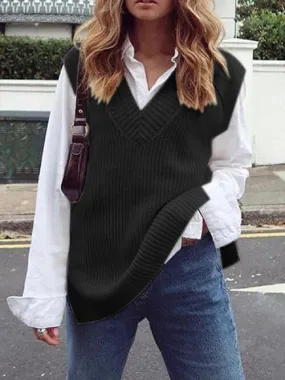 Just Classic V Neck Knitted Sweater Vest