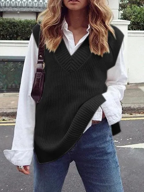 Just Classic V Neck Knitted Sweater Vest