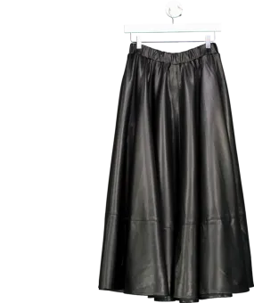 Karen Millen Black Faux Leather Full Maxi Skirt UK 10
