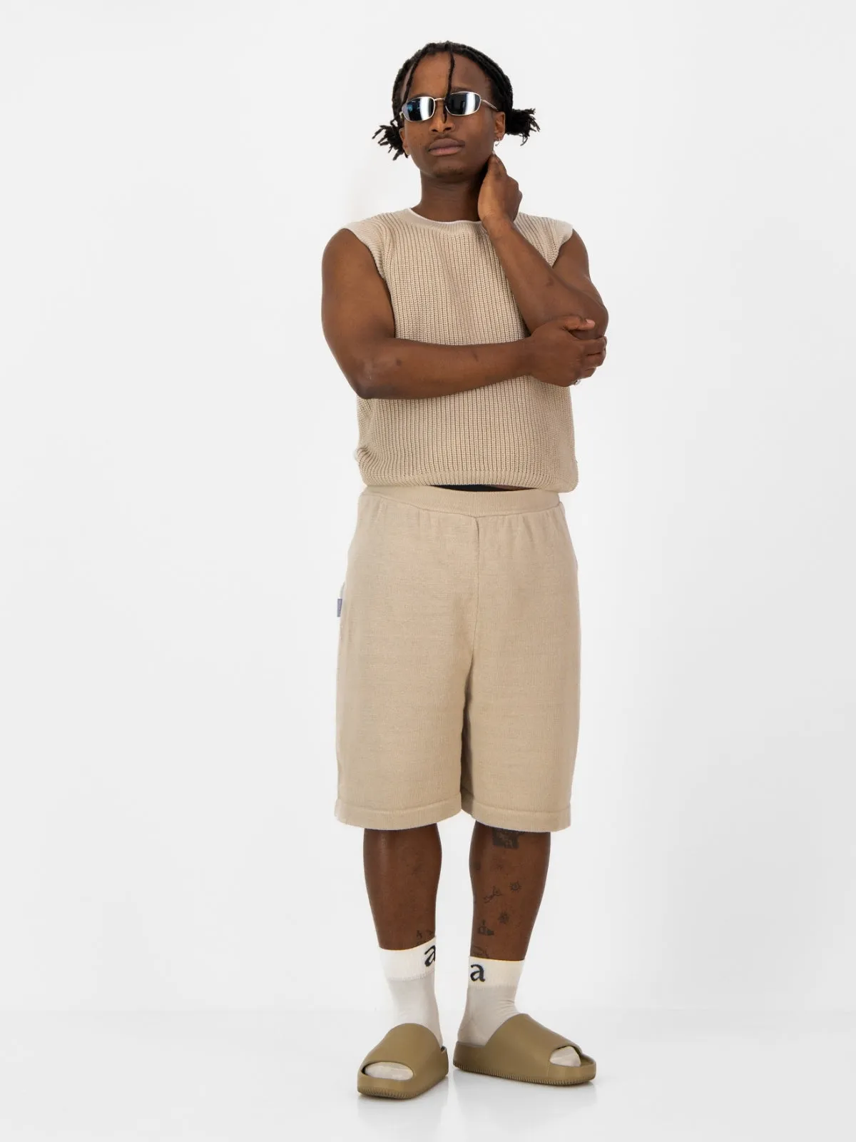 Knitted Shorts - Stone