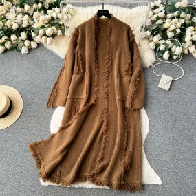 Korean Style Thermal Fringed Cardigan