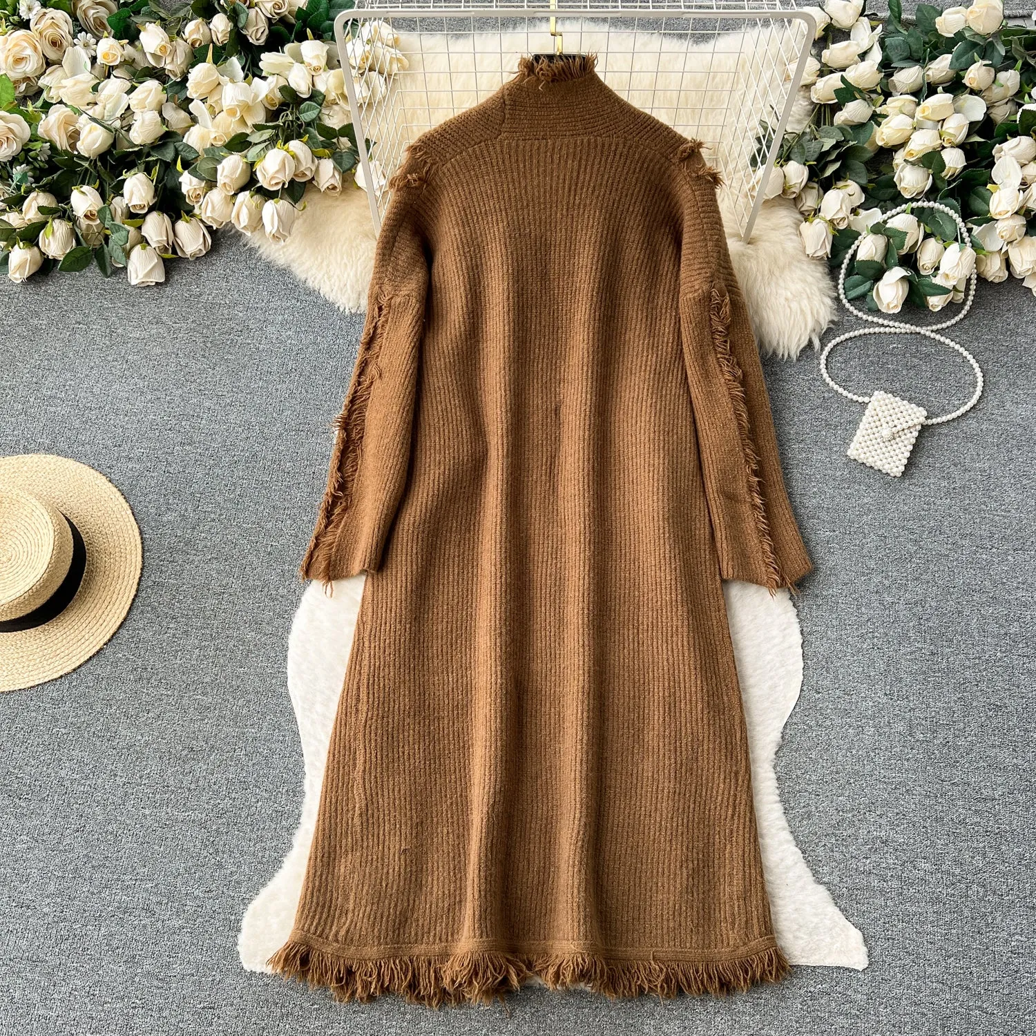 Korean Style Thermal Fringed Cardigan
