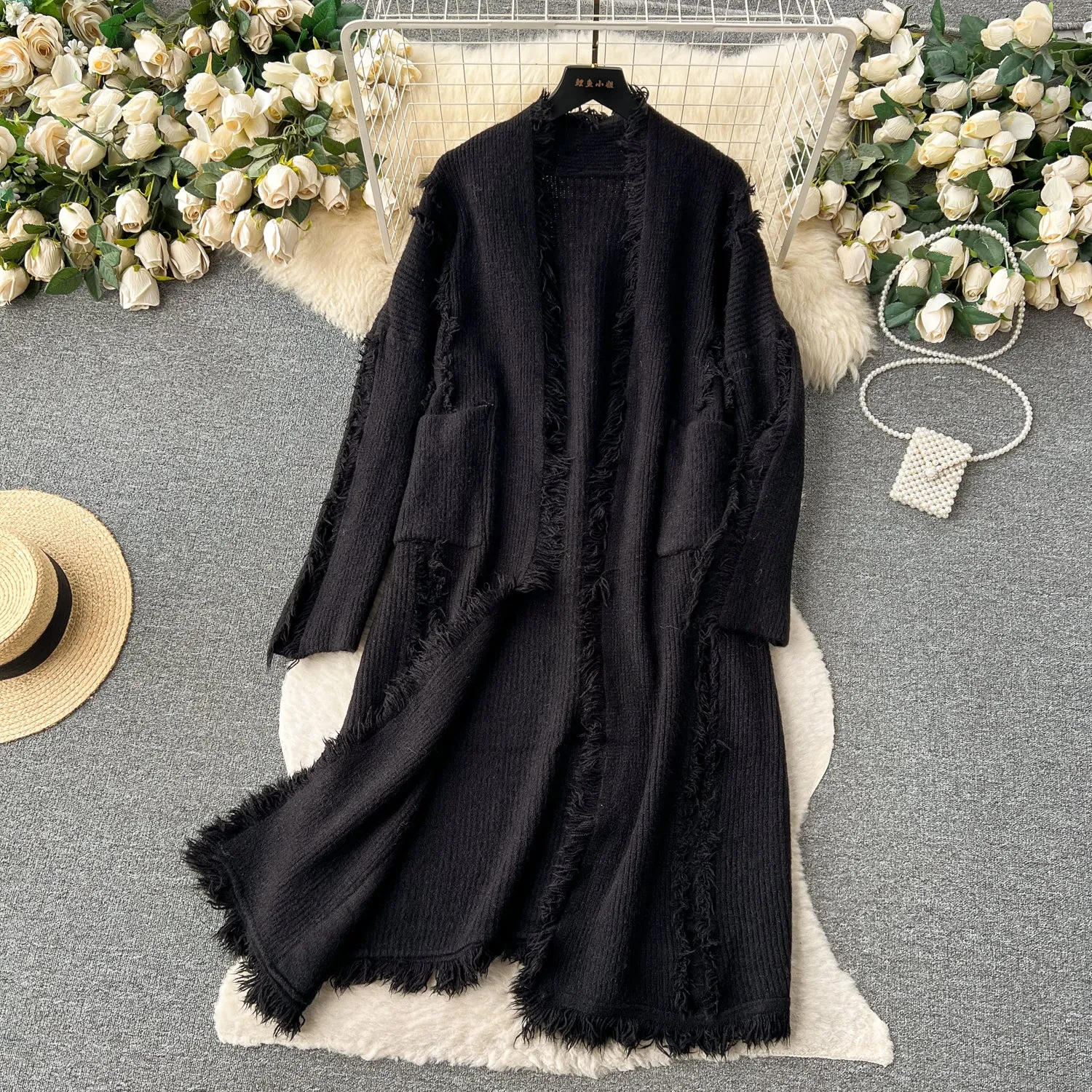 Korean Style Thermal Fringed Cardigan
