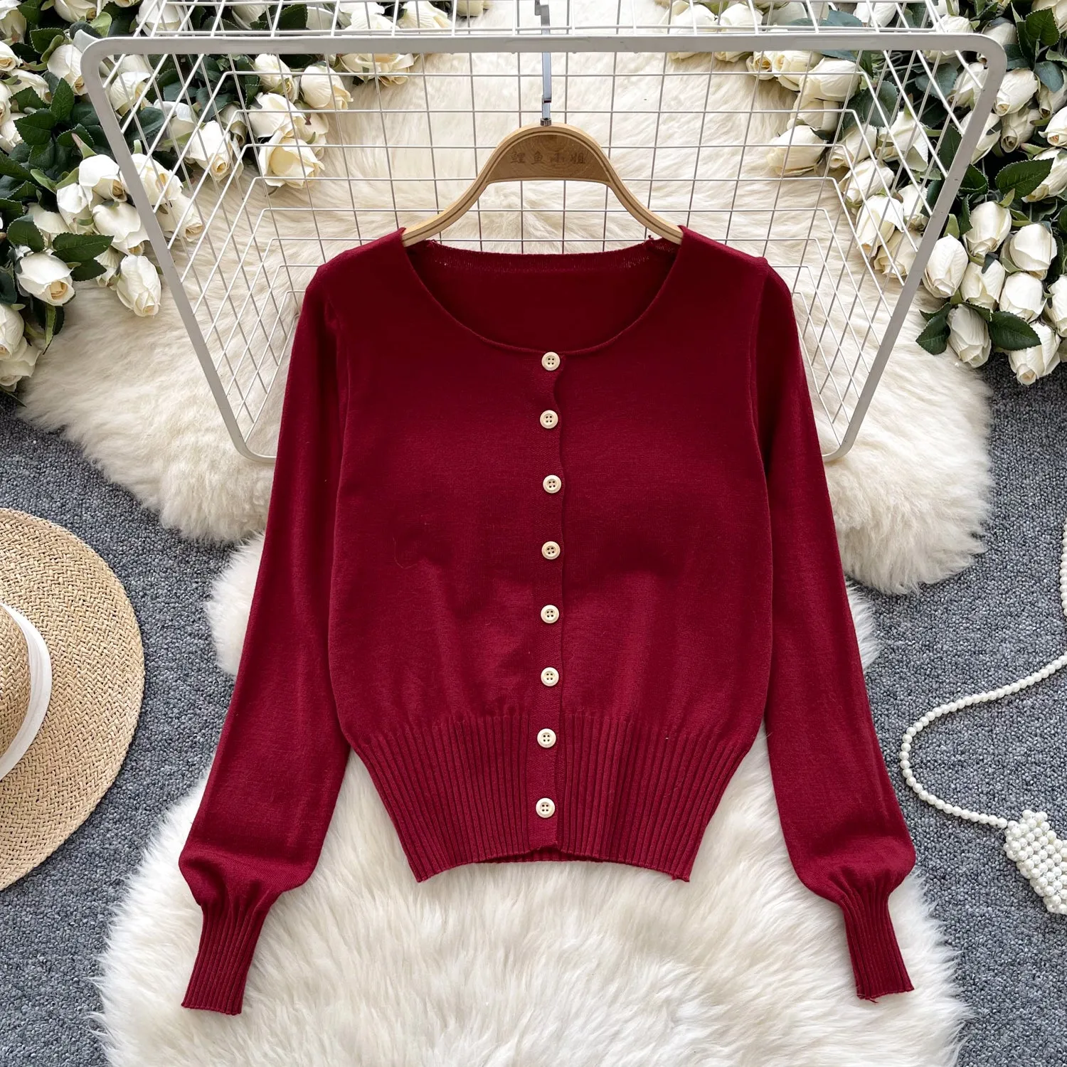 Lace-up Cape&Cardigan Knitted 2Pcs