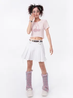 Lace-up Pleats Mini Gairly Skirt
