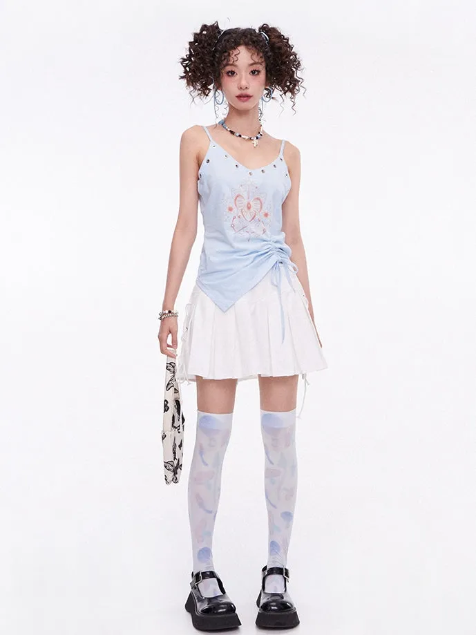 Lace-up Pleats Mini Gairly Skirt