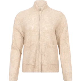 Lessine Hope Zip Cardigan - Oatmeal Melange