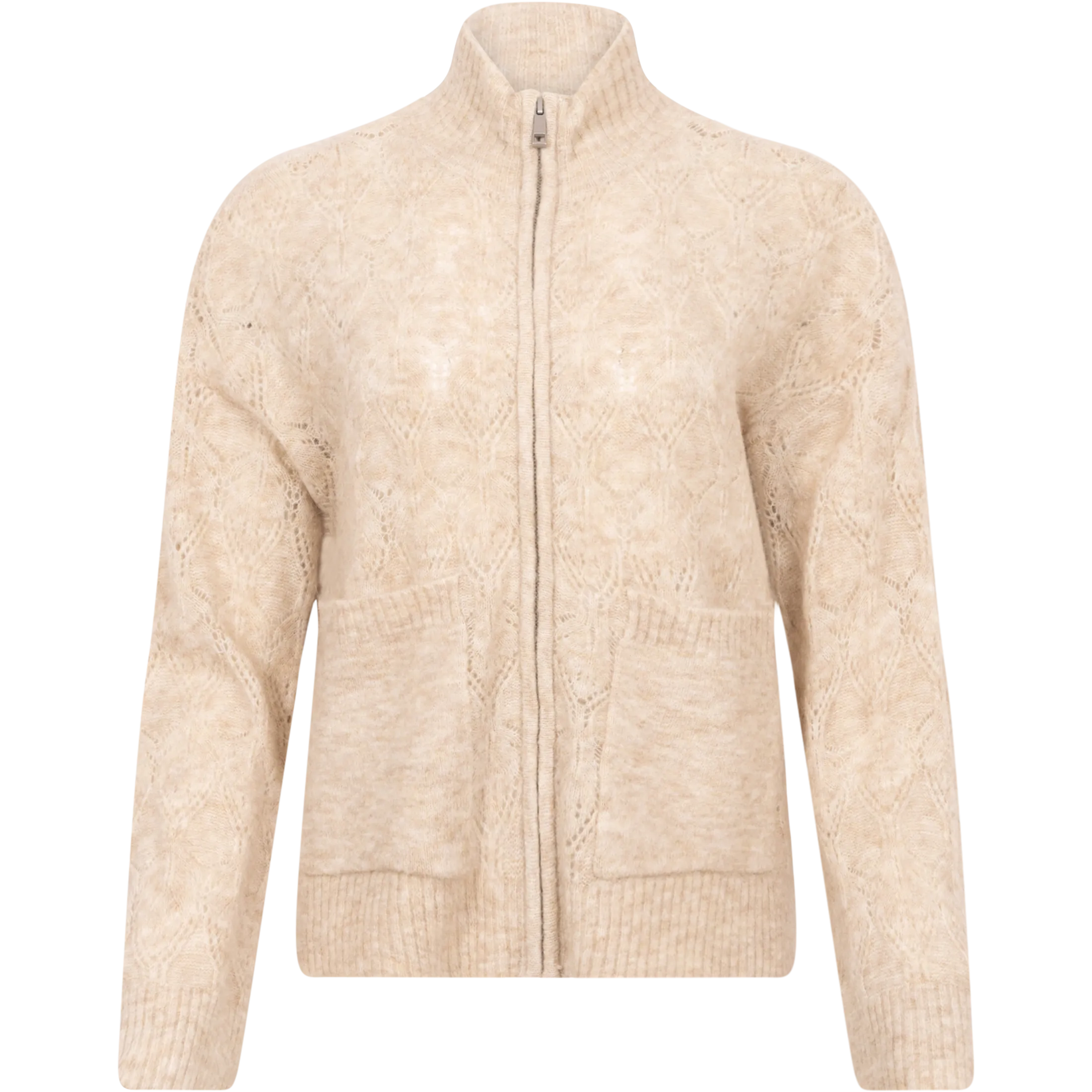 Lessine Hope Zip Cardigan - Oatmeal Melange