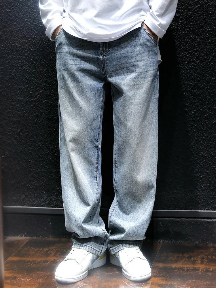 Light-colored Simple Straight Jeans P0063