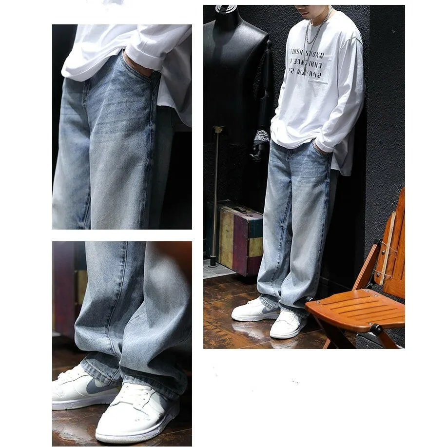 Light-colored Simple Straight Jeans P0063