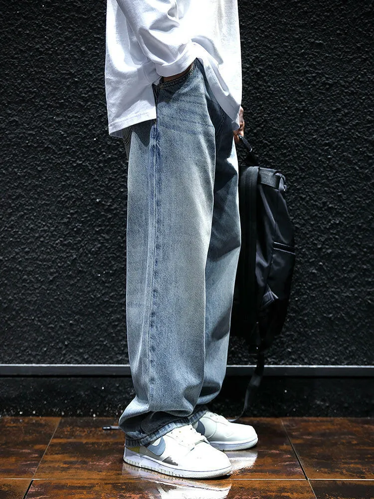 Light-colored Simple Straight Jeans P0063