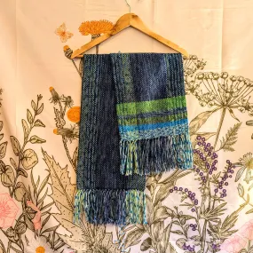 Lime and Navy Hypoallergenic Handwoven Scarf