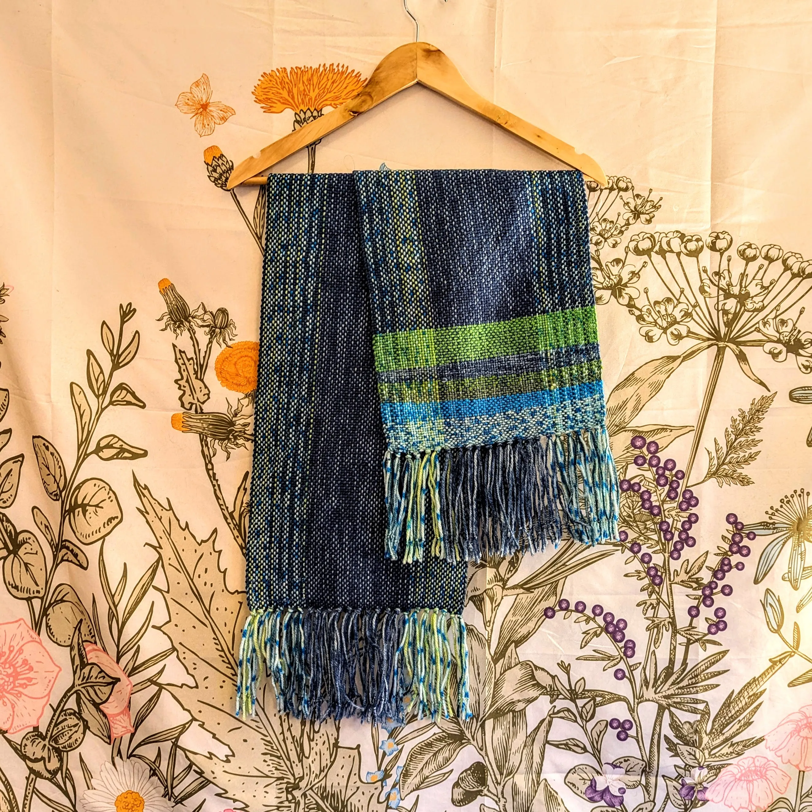 Lime and Navy Hypoallergenic Handwoven Scarf